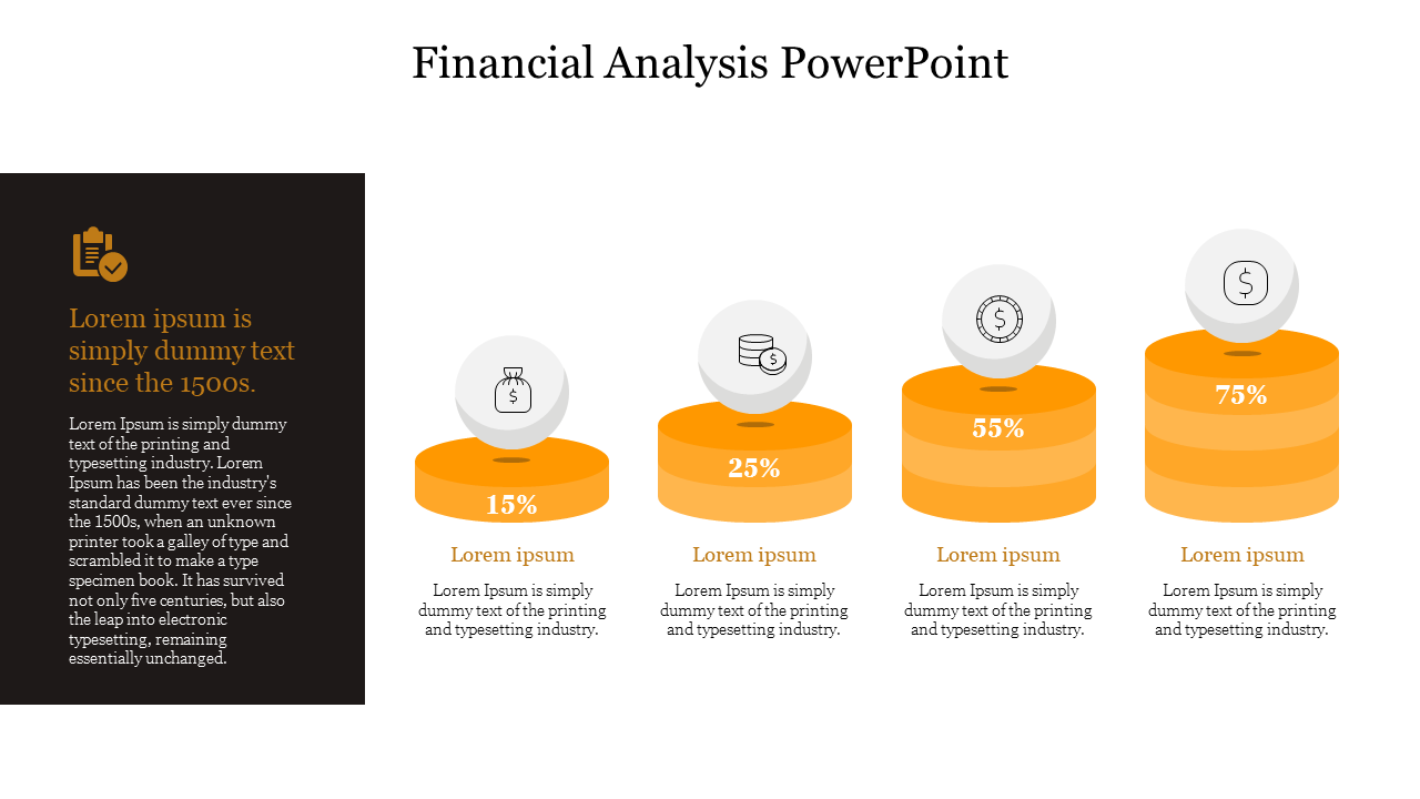 Stunning Financial Analysis PowerPoint Template with Four Nodes